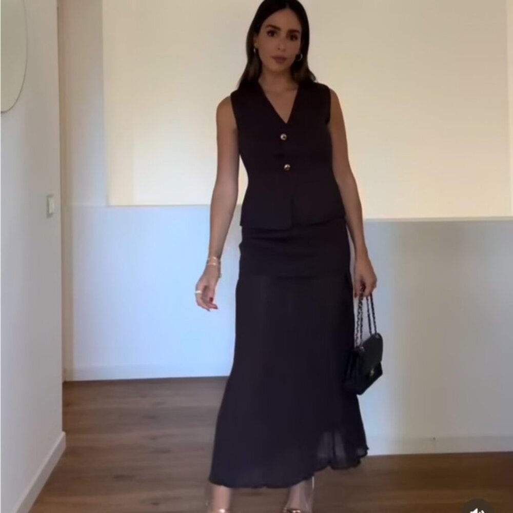 ZARA MIXED PLEATED KNIT SKIRT